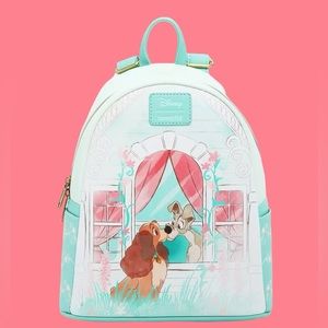 Loungefly Disney Lady And The Tramp Window Kiss Mini Backpack NWT